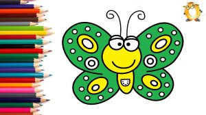 Мультик - раскраска для детей БАБОЧКА. Учимся как рисовать БАБОЧКУ вместе с детьми // ОБУЧАШКА ТВ