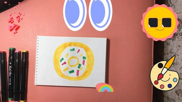 Рисуем Пончик познавательно детям Drawing A Donut Is Informative For Children