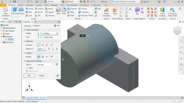 32-Extrude Profiles & Behavior for Autodesk Inventor смотреть онлайн