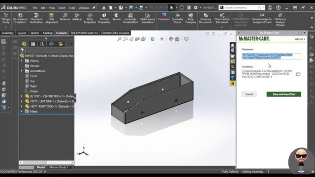 How to add Parts to Solidworks Assembly from McMaster-Carr смотреть онлайн