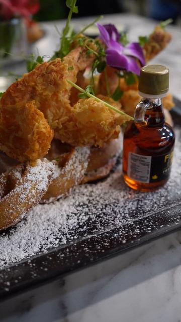Fried Shrimp & Waffles #vlog #foodvlog #atlanta #youtubeshorts