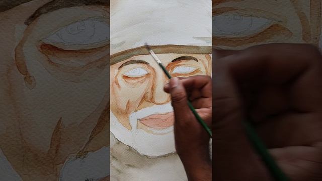 Sai Baba Painting with Watercolour||How to paint Saibaba with Watercolour in a easy way. смотреть онлайн