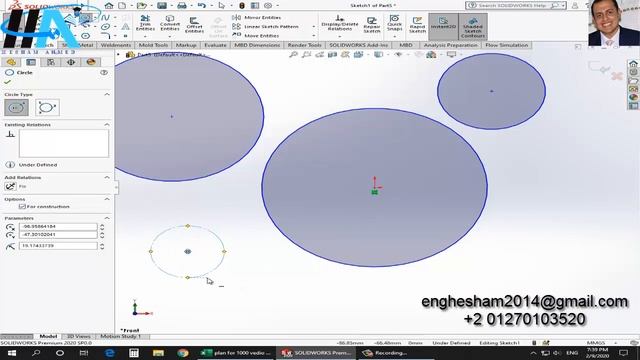 Solidworks 2020 || 2D Sketch || 11- Center circle on Solidworks || Eng: Hesham Ahmed смотреть онлайн