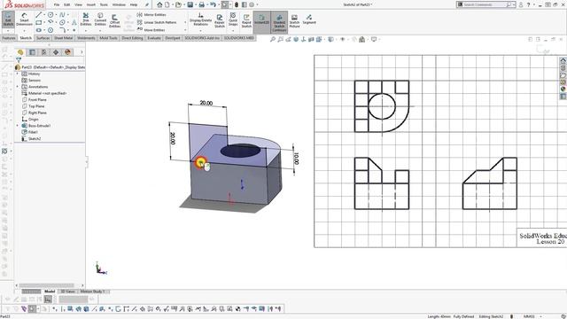 [Practice 20 ] SOLIDWORKS 3D basic for beginner смотреть онлайн