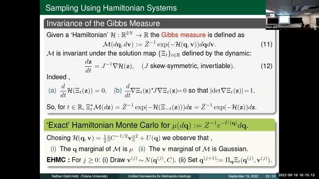 Nathan Glatt-Holtz (Tulane): A unified framework for Metropolis-Hastings Type Monte Carlo methods смотреть онлайн
