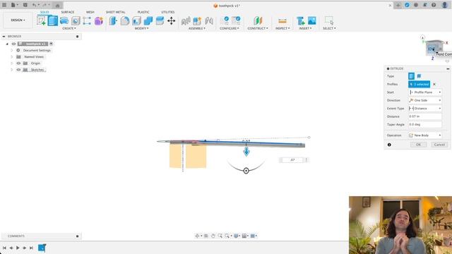 Fusion 360 for Beginners Floss Pick Tooth Pick (Spline/Arc/Extrude/Cut) смотреть онлайн