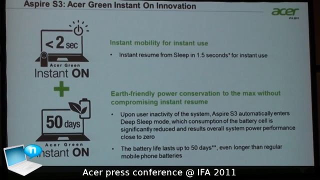 Acer Press Conference @ IFA 2011: Ultrabook Aspire S3