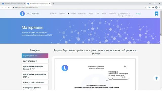 Управление реактивами, материалами, лабораторной посудой. Процедура