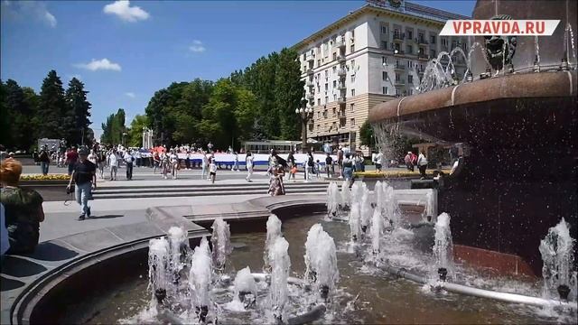 Стометровый флаг России волонтеры пронесли по Аллее Героев в Волгограде смотреть онлайн
