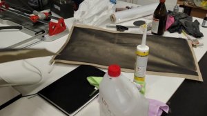 Изготовление кухонных фасадов из керамогранита. Покраска торцов RAL 9005