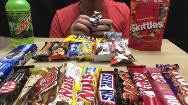 ASMRus chocolate (Kitkat, snikers, m&m's, twix, nuts, mars, skittles, dew, picnic,kinder, milky way