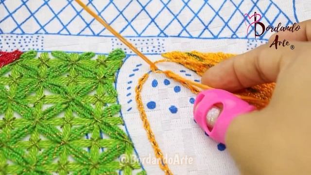BORDADO A MANO PUNTADAS FÁCILES PARA FRUTA PAPAYA | HAND EMBROIDERY EASY STITCH