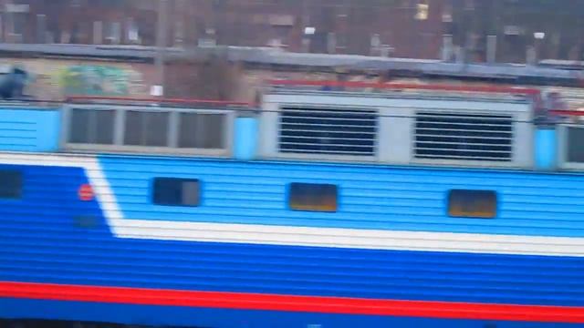 Электровоз ЧС7-067 с вагоном-лабораторией перегон Латышская-Нара 7.04.2015 смотреть онлайн