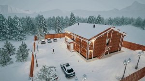 Анимация и визуализация проекта коттеджа в горах России.