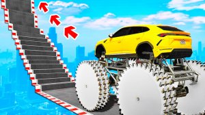 СМОЖЕТ ЛИ ОГРОМНАЯ ТАЧКА ПРОЕХАТЬ ПО СТУПЕНЬКАМ ЛЕСТНИЦЫ В ГТА 5? ЭКСПЕРИМЕНТ В GTA 5!