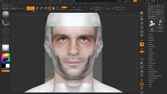 [Chapter 01]Section 02 ZBrush 프로그램의 주요 기능 - 2.9 Spotlight 기능 смотреть онлайн