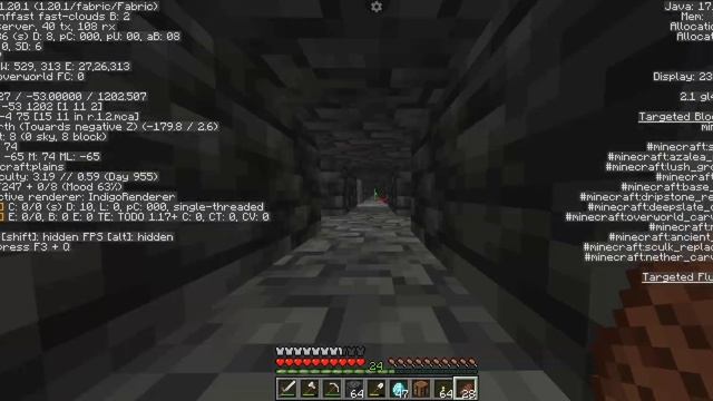 плыву по тоннелю в 1000 блоков.