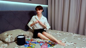 Girl in a Short Dress in Bed. Candy Girl. Part 5