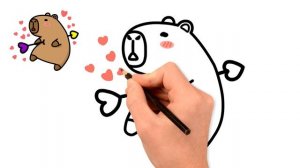 Как нарисовать капибару в форме сердца | простые уроки рисования