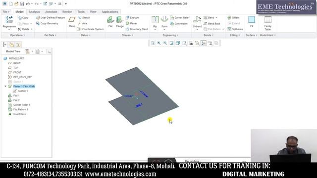 Creo Sheet Metal Tutorial - Corner Relief , Hole , Round , Chamfer смотреть онлайн