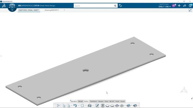 Sheet Metal Drawing Demo 1 3D Experience or CATIA V5 смотреть онлайн