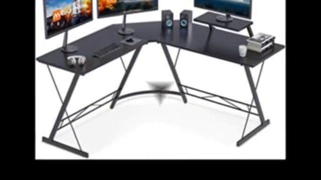 Home Office Desk with Round Corner Computer Desk with Large Monitor Stand смотреть онлайн
