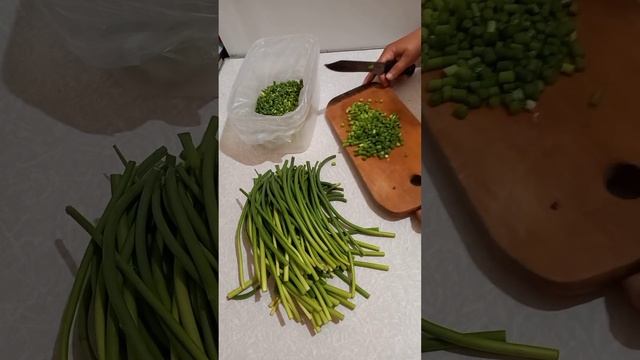 Літня заморозка зелені на зиму (часникові стрілки, шпинат)