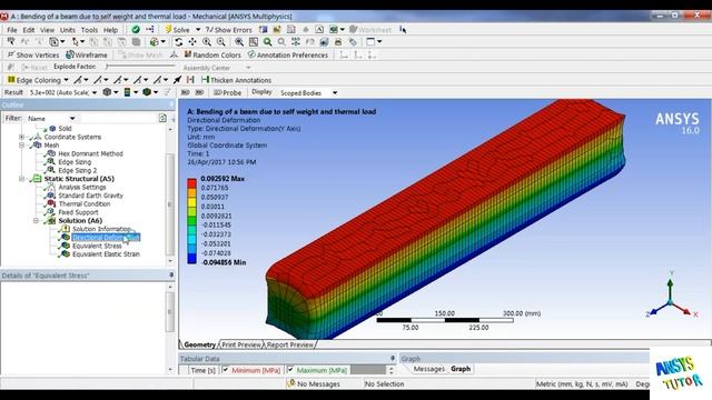 ANSYS Tutorial: Structural analysis of a Prismatic bar смотреть онлайн