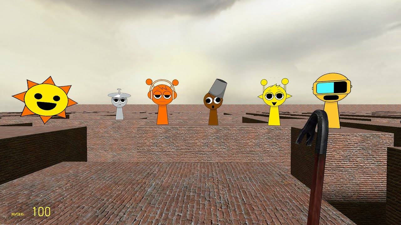 убегаем от опасных спрунки в гарис моде _garry's Mod_