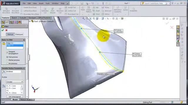 042 SolidWorks 2014 Tutorial Variable Edge Fillet смотреть онлайн