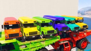 Учим Цвета для Детей Мультик про Машинки Школьные Автобусы и Большие Грузовики Траки для Детей