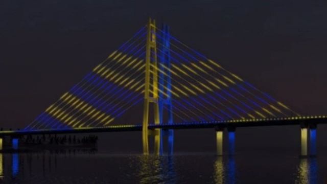 Архітектурна підсвітка вантового мосту: як це буде смотреть онлайн