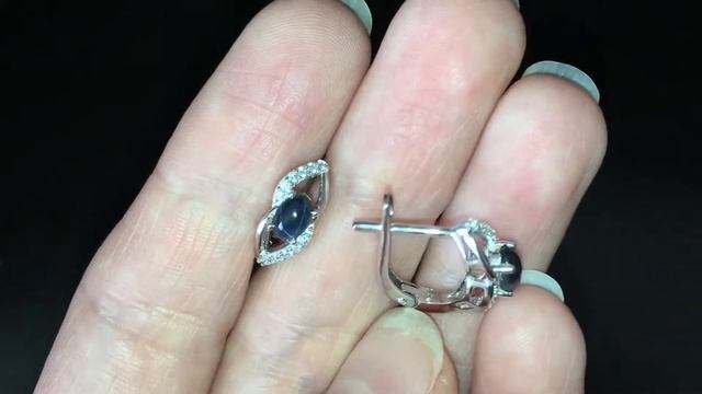 Серебряные серьги со звёздчатым сапфиром смотреть онлайн