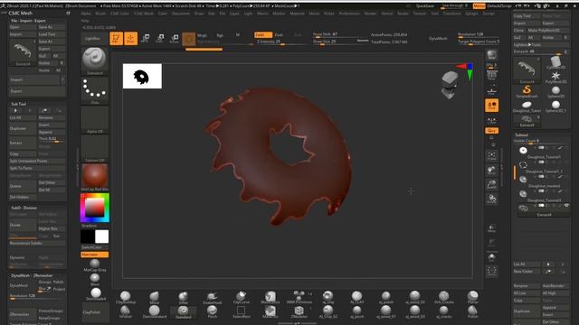 Using C4D, Zbrush and Octane to Create a Stylized Doughnut - Tutorial - Part 1 смотреть онлайн
