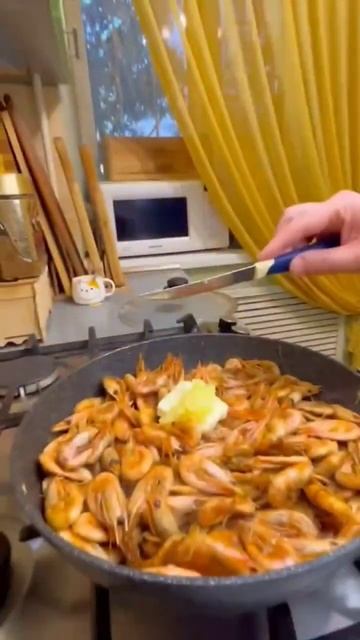 Нежные жареные креветки #еда #пп