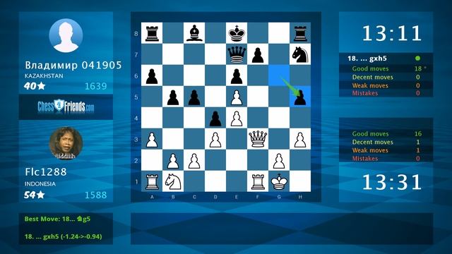 Chess Game Analysis: Flc1288 - Владимир 041905 : 1-0 (By ChessFriends.com) смотреть онлайн