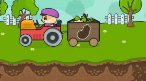 Машина едет далеко мультик про машинки трактор собирает овощи на огороде  для детей мультик