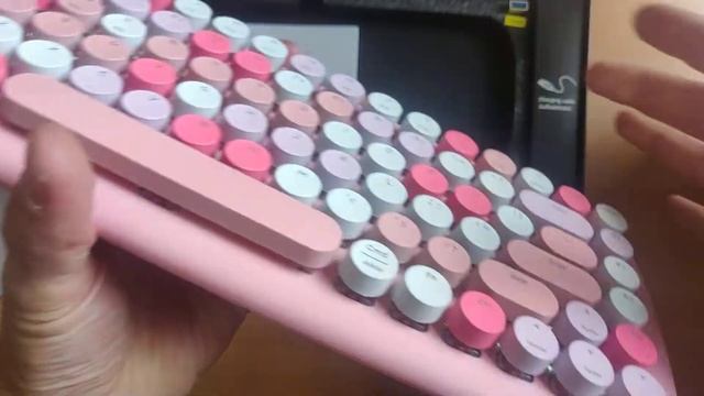Perixx Periboard 734 Pink Candy Mechanical Keyboard - Wireless + Wired Backlight - Red Switches -