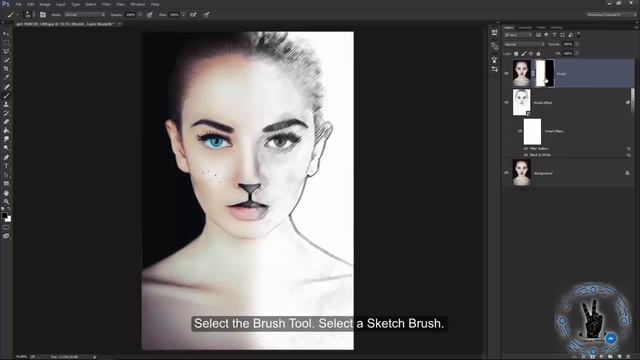 Half Sketch Effect - Photoshop Tutorial 2016 [Free] смотреть онлайн