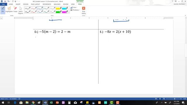 1.3 Mini Lesson_ Solve Equations with Variables on Both Sides смотреть онлайн