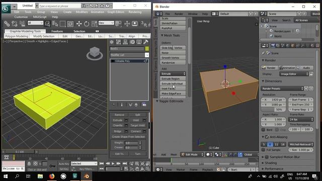 3Ds Max vs Blender 3D Edit Modes смотреть онлайн