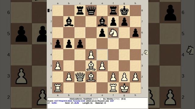 Abdusattorov, Nodirbek vs So, Wesley | Champions Chess Tour Final KO 2023, Toronto Canada R1 22 смотреть онлайн