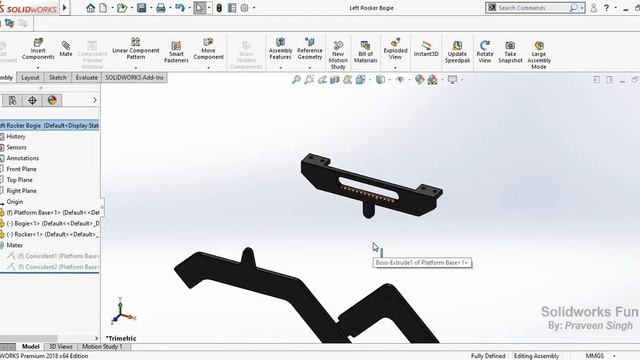 Part 2 Rocker Bogie Mechanism Robot Assembly and Motion Study Tutorial in Solidworks смотреть онлайн
