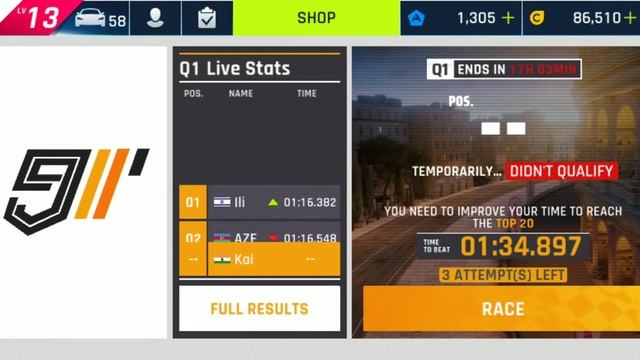 Asphalt 9 Legends - Porsche 911 GT2 RS Clubsport Grand Prix - Qualifying 1 Attempt 1 смотреть онлайн