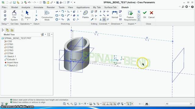 PTC Creo - Spinal Bend feature for marking extrudes смотреть онлайн