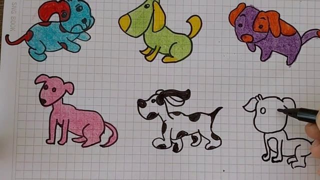 Drawing kind of Dogs/ cute dogs drawing/smart of dogs drowing. смотреть онлайн