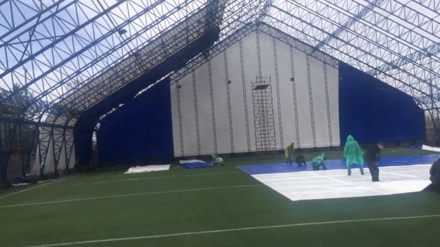 Натяжка Пвх тента на футбольный манеж смотреть онлайн