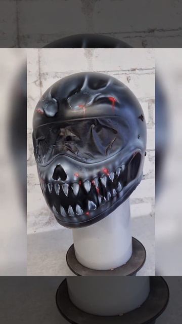 motorcycle helmet custom airbrushed in evil skull design, prior lacquering смотреть онлайн