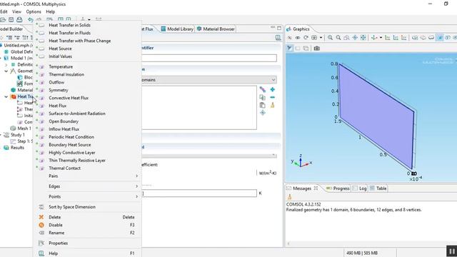 COMSOL Conduction heat transfer EXAMPLE 3–2 Heat Loss through a Single Pane Window смотреть онлайн