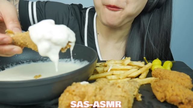 ASMR KFC FRIED CHICKEN + MOZZARELLA CHEESE SAUCE (CRUNCHY EATING SOUNDS) | SAS-ASMR